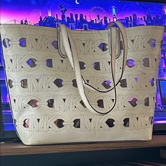 Michael Kors Cream Cutout Tote